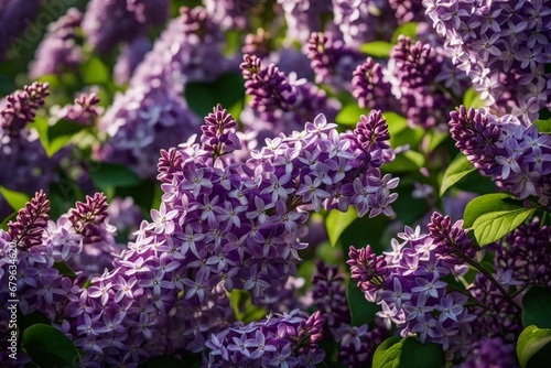 close up of lilac flowers and generated AI