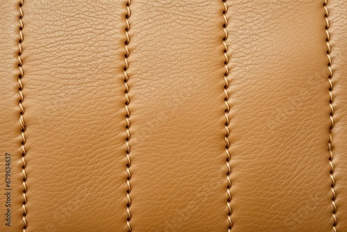 stitching detail on a beige leather upholstery