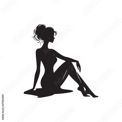 Peaceful Presence: Seated Woman Silhouette - A Presence of Peace and Calmness Captured in the Silhouette of a Woman Seated