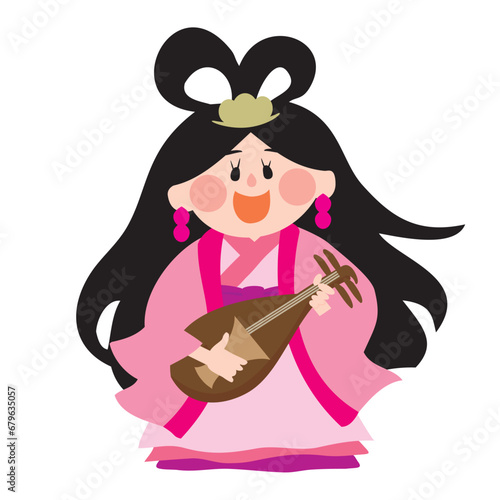 かわいい弁財天（弁才天）のベクターイラスト