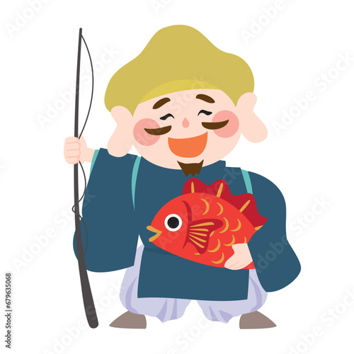 かわいい恵比寿天のベクターイラスト