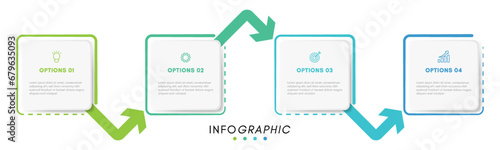 Vector infographic design template with icons, arrows, and 4 options or steps.