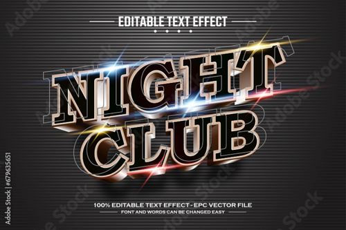 Night club 3D editable text effect template