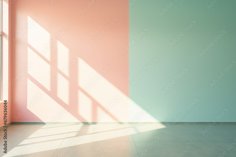 Empty room corner with sunlight and window shadow Empty room corner with sunlight and window shadow