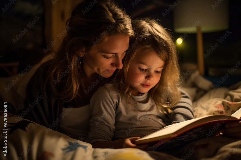 A single mom reads a bedtime story to her child, emphasizing the importance of routines and quality time A single mom reads a bedtime story to her child, emphasizing the importance of routines and quality time