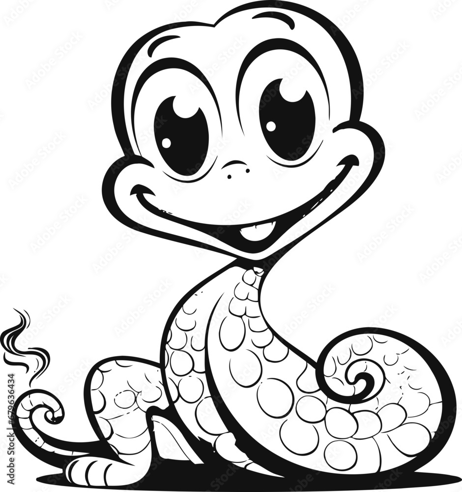 Naklejka premium Snake Cobra animal vector photo, black and white coloring page