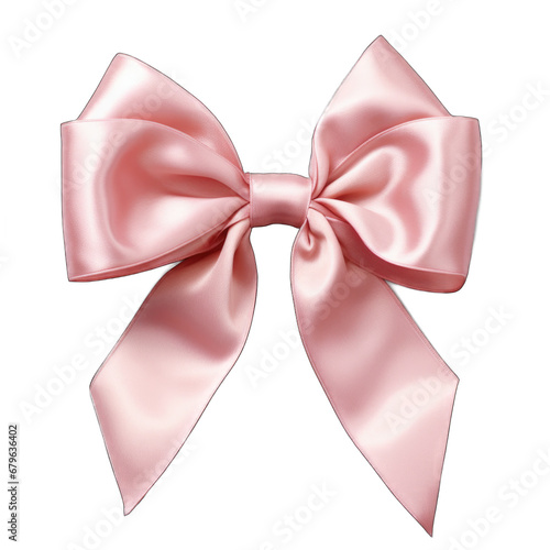Blush pink silk ribbon and bow isolated on transparent background