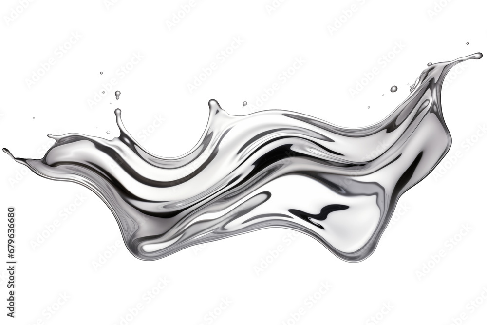 Silver metal horizontal thick splash isolated