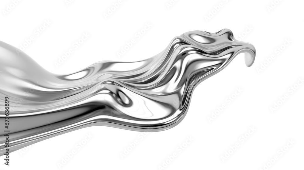Liquid silver metal horizontal isolated - obrazy, fototapety, plakaty 