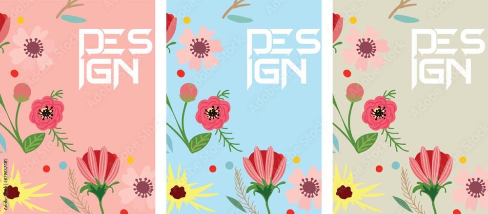 Cool abstract and floral design. Seamless pattern and mask used, easy to re-size. For notebooks, planners, brochures, Abstract creative universal artistic templates. Suitable for poster, business card
