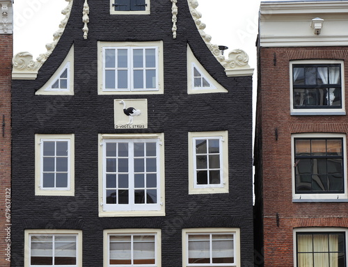 Photography Amsterdam Singel Canal House Gable Detail with a Sculpted Stone Tablet Depicting
