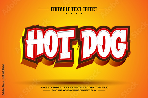 Hot dog 3D editable text effect template