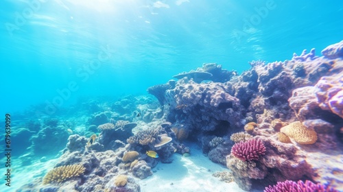 Underwater coral reefs. Mesmerizing ocean background