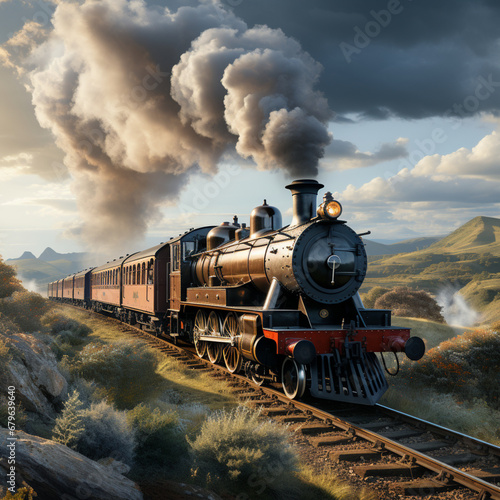 train, steam, locomotive, railway, engine, railroad, smoke, old, transport, vintage, rail, transportation, track, travel, station, steam train, retro, coal,  ai