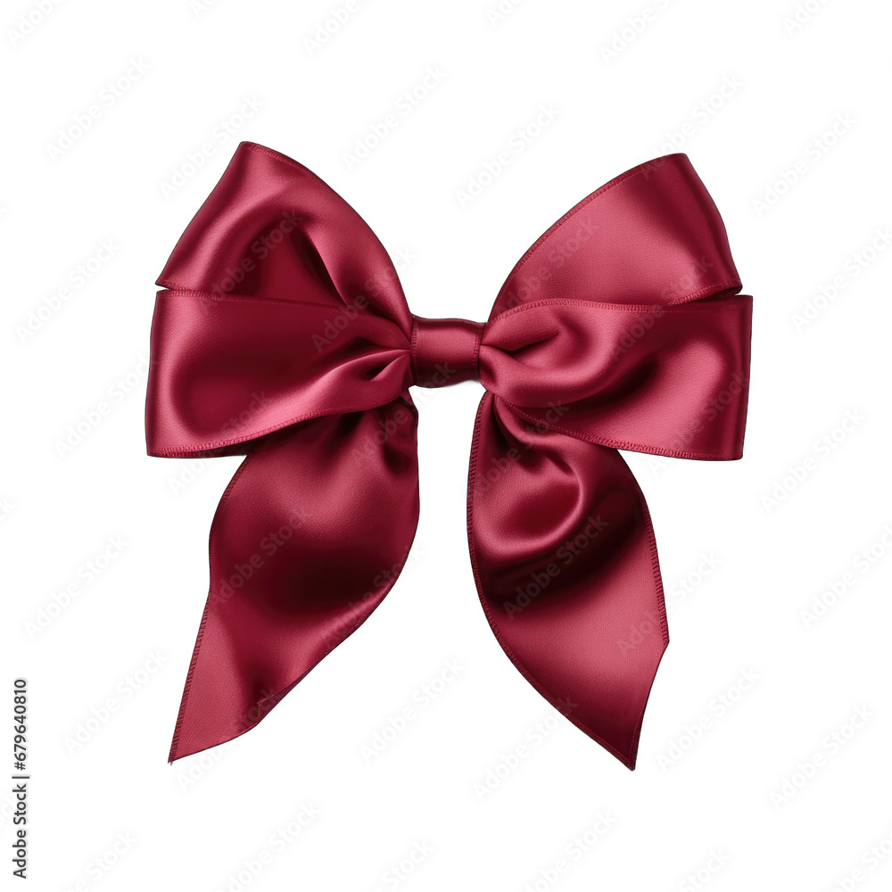 Rich burgundy satin bow with ribbon isolated on transparent background Rich burgundy satin bow with ribbon isolated on transparent background