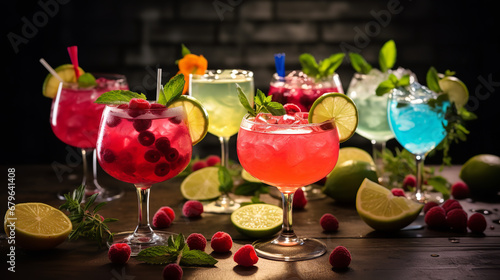 Cocktail party with colorful drinks photo
