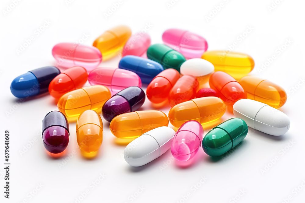 Colorful drug pills on white background. Harmaceutical concept. Colorful drug pills on white background. Harmaceutical concept.