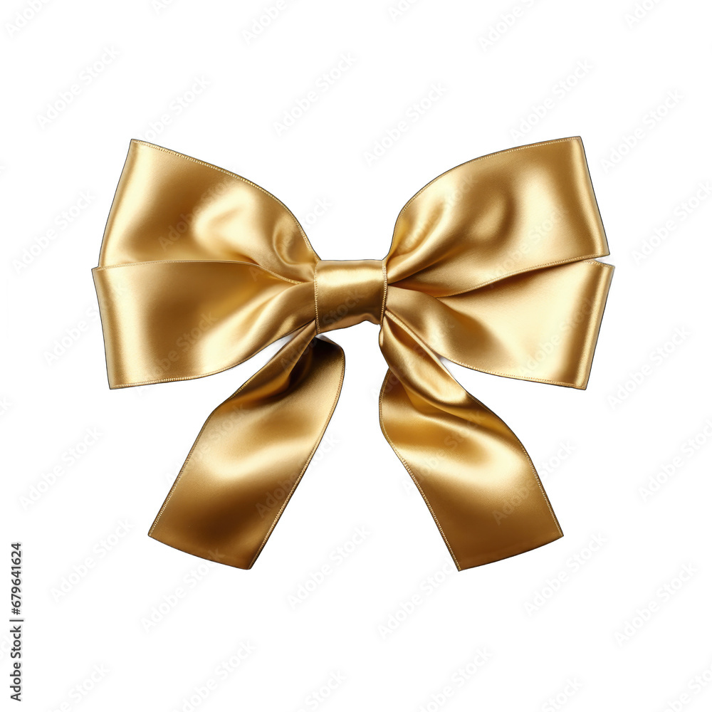 Gold metallic bow and ribbon isolated on transparent background Gold metallic bow and ribbon isolated on transparent background