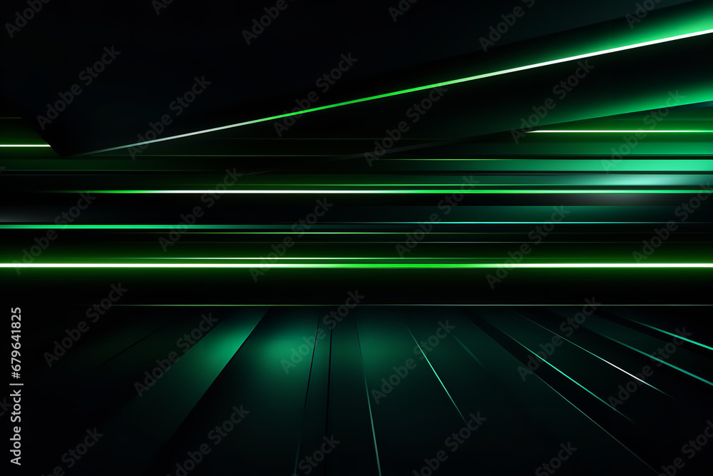 Green neon lines over black background