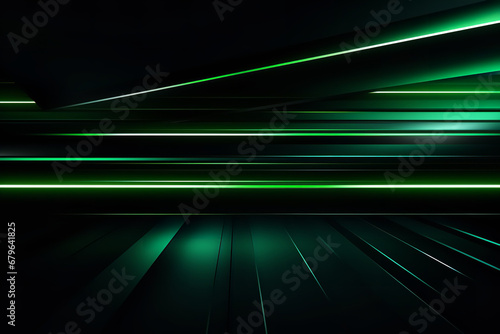 Green neon lines over black background