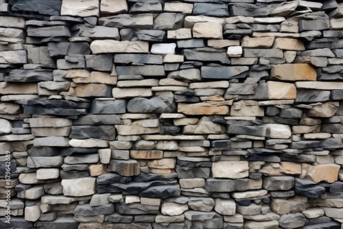 high-contrast, mixed stone wall in neutral tones