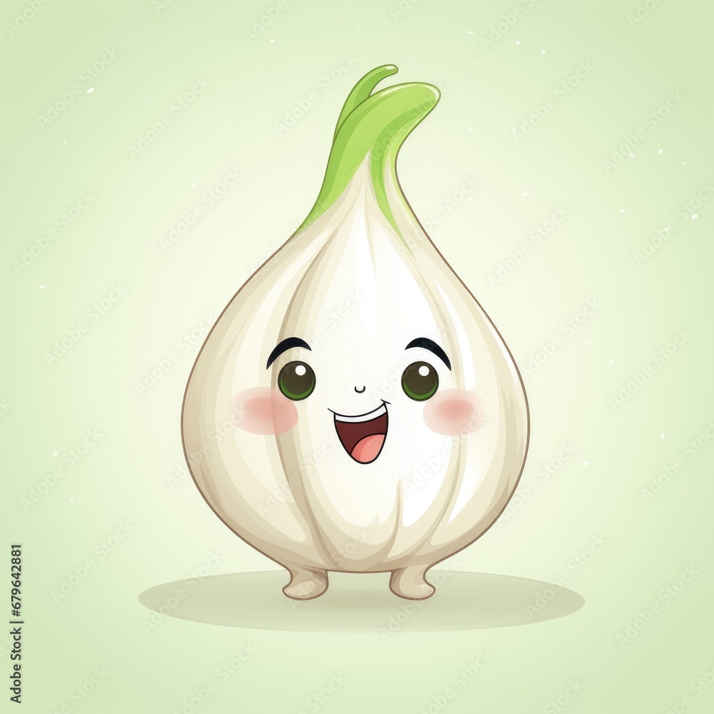 Cute cartoon 3d character garlic with eyes on white background Cute cartoon 3d character garlic with eyes on white background