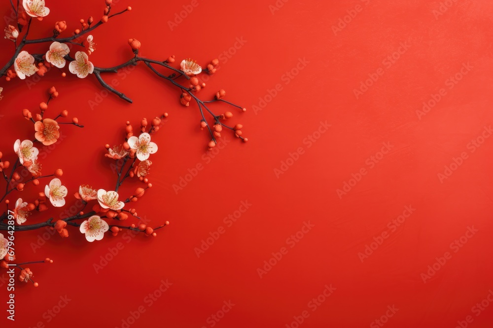 Chinese new year theme plum blossom background template image.