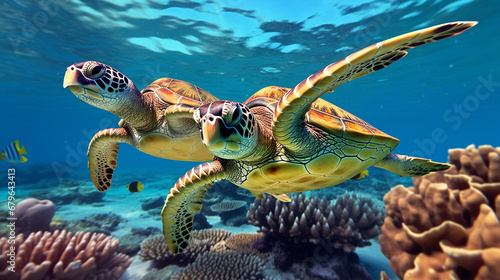 Wallpaper Mural turtle and diver Torontodigital.ca