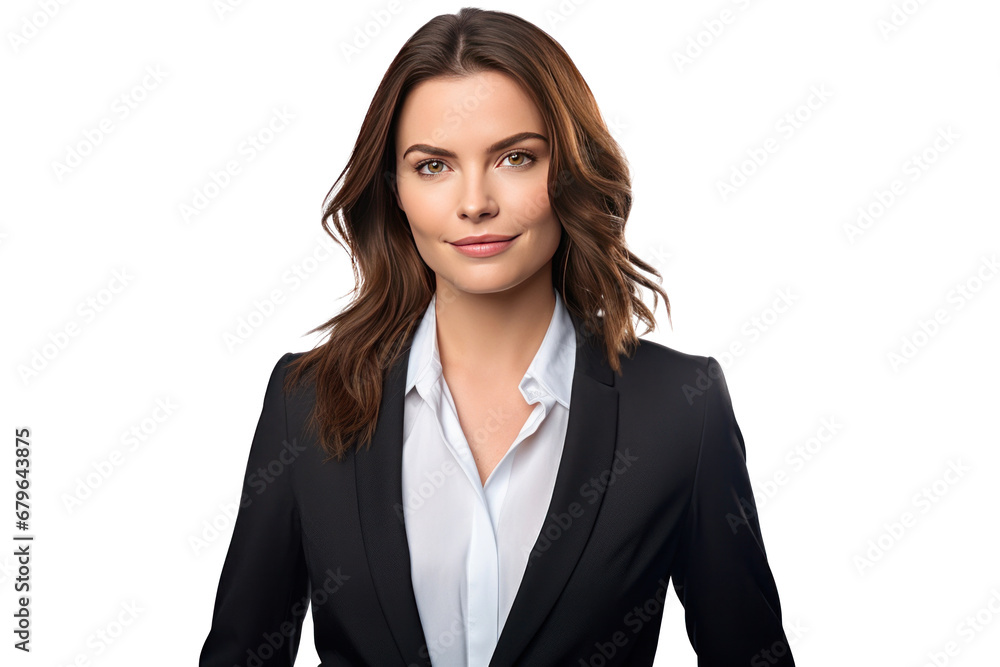 A professional businesswoman in a suit isolated on transparent background. A professional businesswoman in a suit isolated on transparent background.