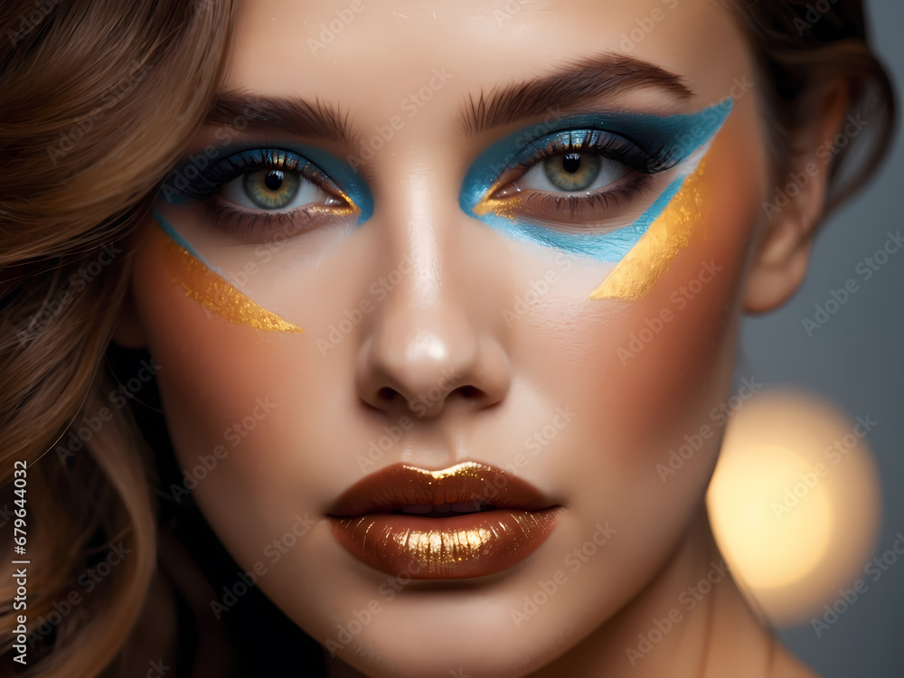 Beautiful woman face. Perfect makeup. Beauty fashion. Eyelashes. Cosmetic Eyeshadow