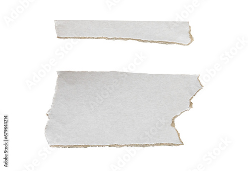 White Ripped Piece of Paper isolated. Top View of Blank Adhesive Paper Tag. Blank Note with Copy Space for Text or Image. 