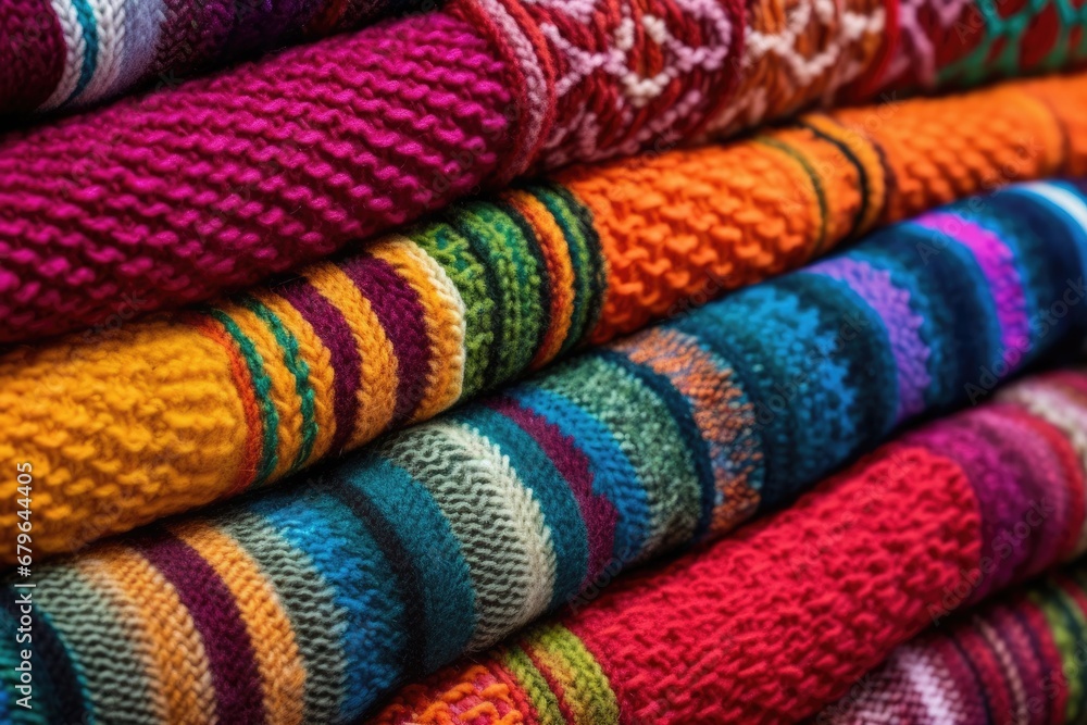 tight shot of colorful knitted textures and patterns tight shot of colorful knitted textures and patterns