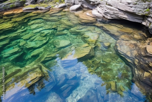 clear water flowing over a smooth rock