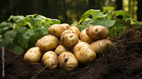 Organic potatoes in garden