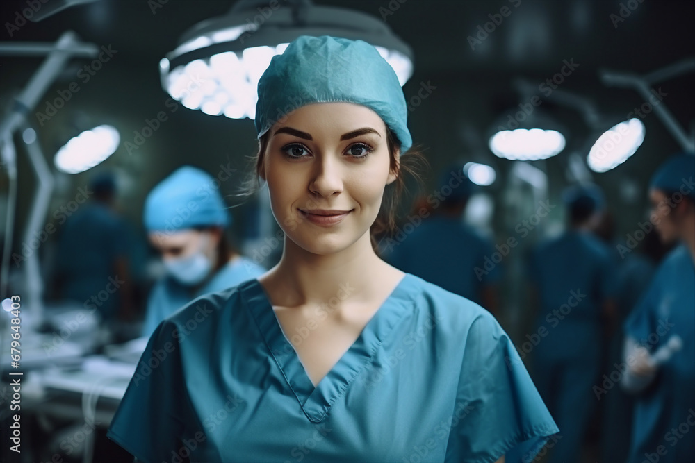 Generative AI portrait of young experienced doc medicine worker viral operation room clinic Generative AI portrait of young experienced doc medicine worker viral operation room clinic