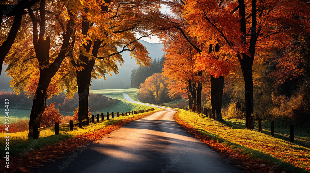 autumn landscape with a road
