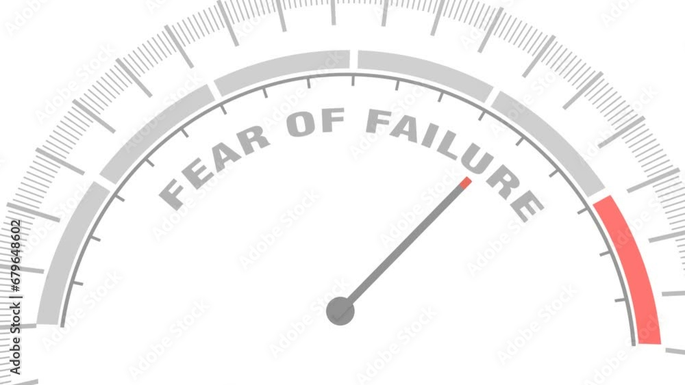 Fear of failure concept. Instrument scale with arrow. Colorful infographic gauge element. Fear of failure concept. Instrument scale with arrow. Colorful infographic gauge element.