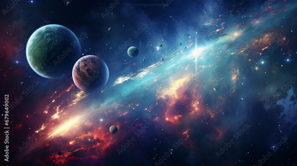 Panorama of a galaxy planets