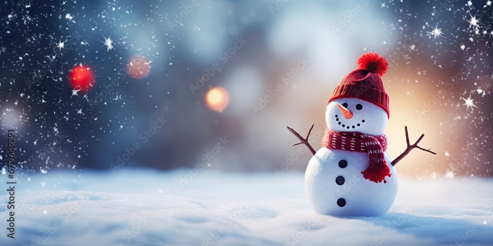 Building joy with frosty friend. Snowy delight. Celebrating season with merry snowman and snow. Frosty greetings. Charming in winter tale on christmas