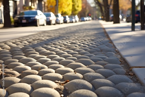 tactile paving truncated domes on a sidewalk photo