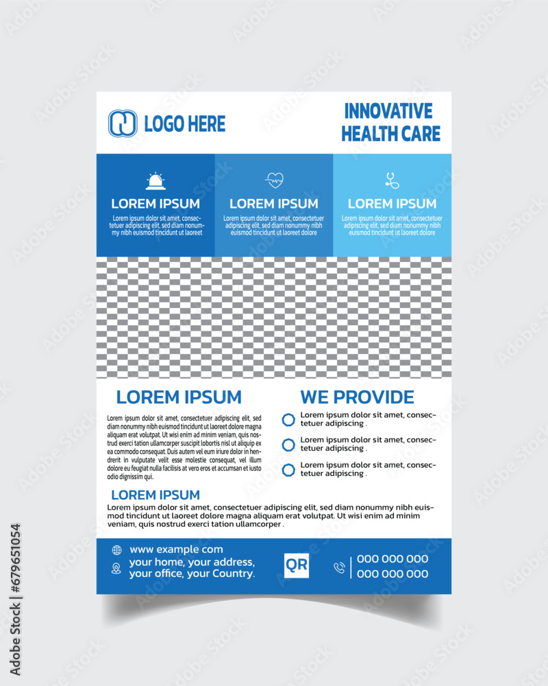 Corporate medical flyer template, clinic flyer cover, medical modern flyer design  