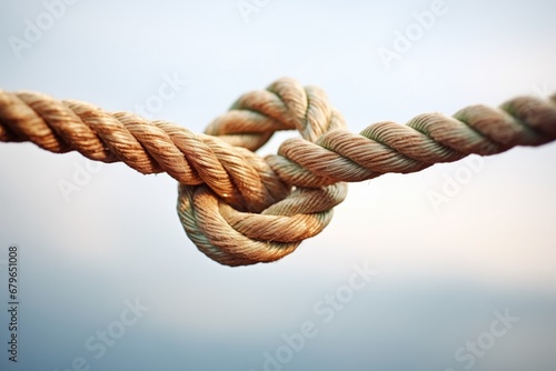 close-up of a bowline knot on a rope photo