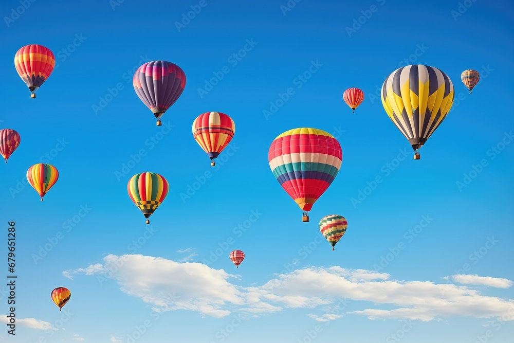 vibrant hot air balloons ascending on a clear day