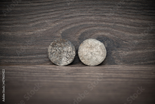 Obraz na płótnie Coins, Prague pennies of the 13-14th century w salonie