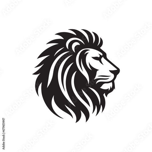 Majestic Lion Face Silhouette - A Powerful and Regal Image Capturing the Essence of the King of the Jungle in Striking Black