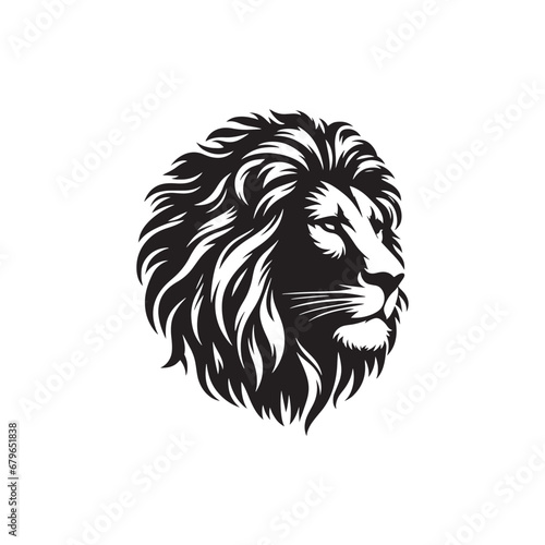 Regal Presence: Silhouetted Lion Face - A Regal and Elegant Depiction Reflecting the Unmistakable Presence and Grandeur of the Lion
