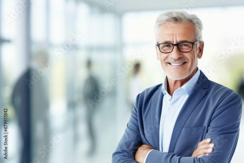 Confident middle - aged businessman in modern office. © Synthetica