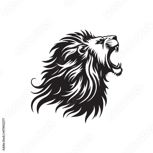 Lion's Roar in Silhouette - A Resounding Silhouette Capturing the Roaring Vigor, Authority, and Magnificent Resonance of the Lion