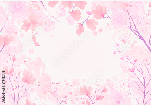 水彩で描いた美しい桜の花の花びらのフレーム背景