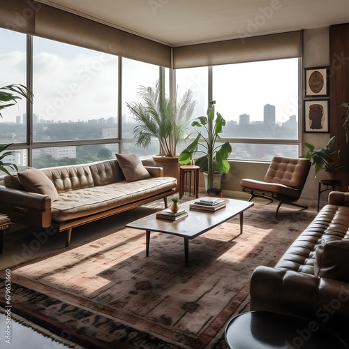 living room with a big window